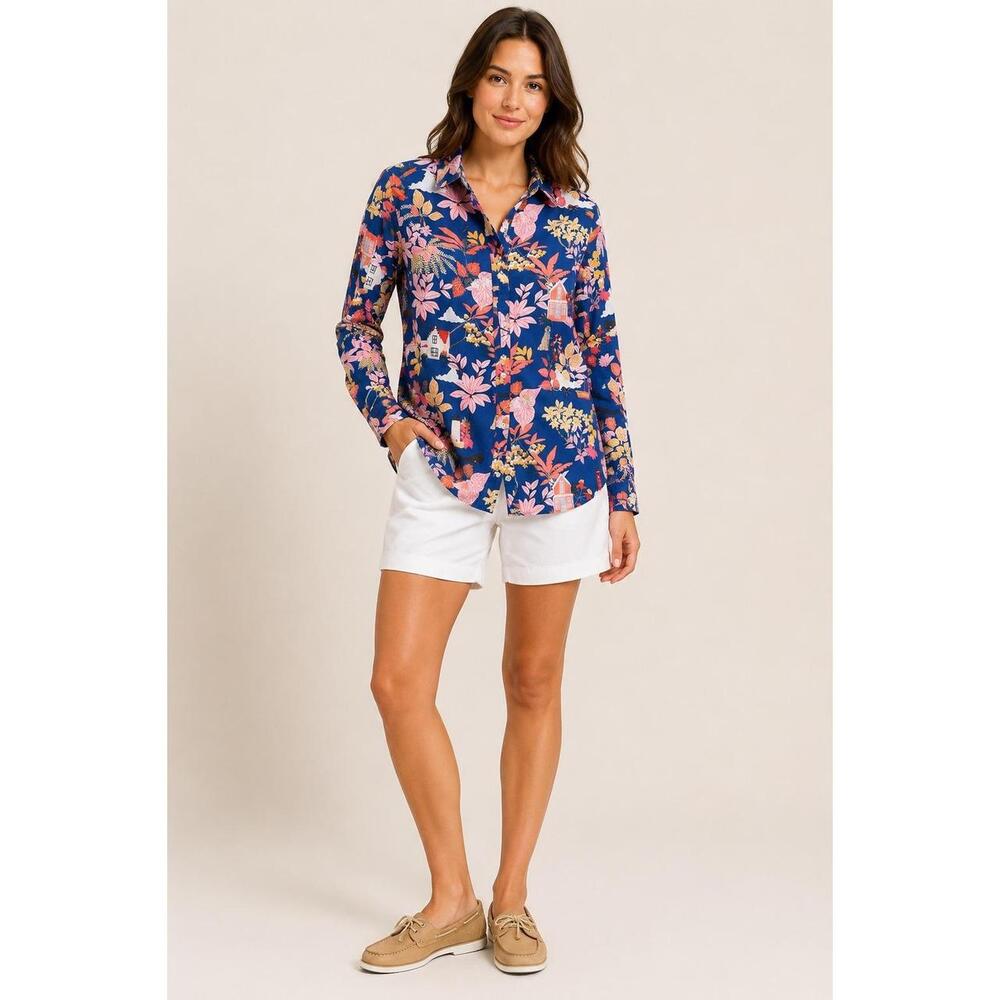 J. McLaughlin Lois Coastal House Floral Print Button Down Shirt